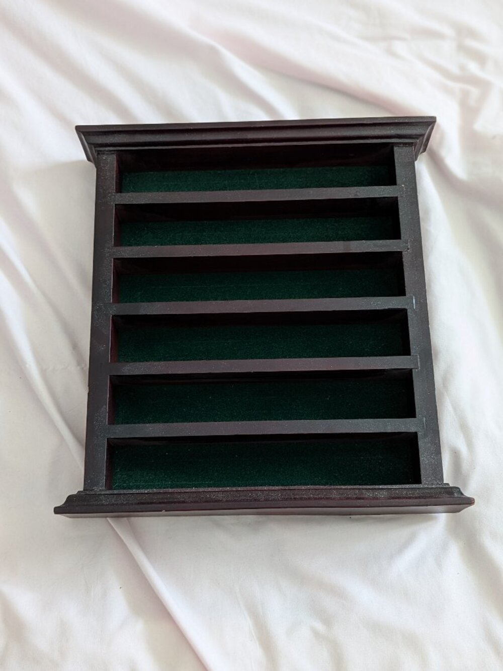 Brown Wood Green Felt Golf Ball Display